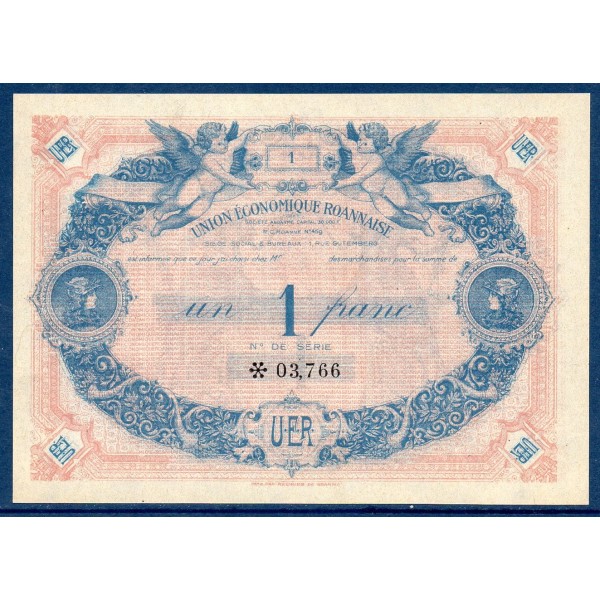 Roanne Union économique Roannaise 1 franc neuf 1935 Bon billet