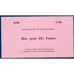 Maison de santé de Saint-Jean de Dieu 10 francs neuf 1920 Bon billet