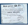 Clermont-oise 2 francs 1870 Sup Billet de guerre