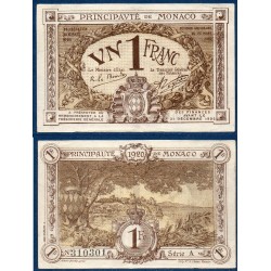 Monaco P.4a, Sup, Billet de1 franc 1920 Arbre