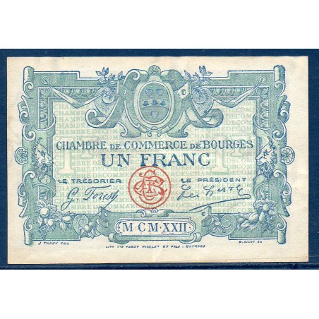 Bourges 1 franc TTB 1922 Pirot 32.13 Billet de la chambre de Commerce