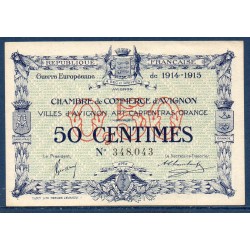 Avignon 50 centimes Spl 11.8.1915 Pirot 18.1 Billet de la chambre de Commerce
