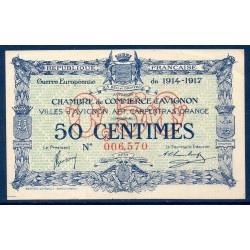 Avignon 50 centimes Spl 11.8.1915 Pirot 18.13 Billet de la chambre de Commerce