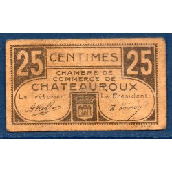 Chateauroux 25 centimes TTB ND Pirot 46.33 Billet de la chambre de Commerce