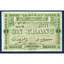 Correze 1 franc TTB 25.3.1915 Pirot 51.16 Billet de la chambre de Commerce