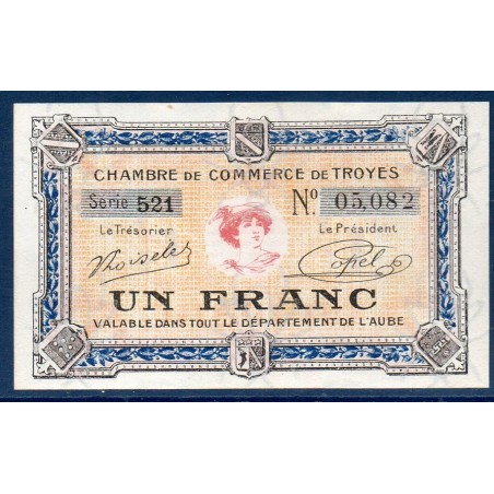 Troyes 1 franc Neuf ND Pirot 124.14 Billet de la chambre de Commerce