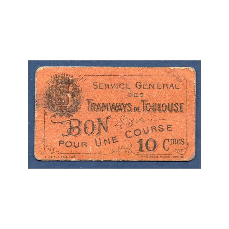 bon tramway Toulouse 10 centimes 1917