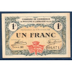 Moulins Lapalisse 1 franc Spl 17.11.1921 Pirot 86.24 Billet de la chambre de Commerce
