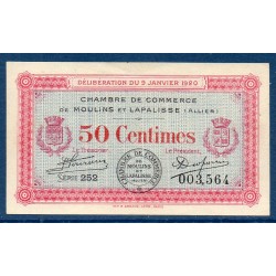 Moulins Lapalisse 50 centimes Spl 9.1.1920 Pirot 86.15 Billet de la chambre de Commerce