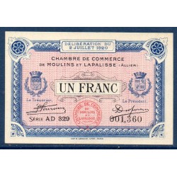 Moulins Lapalisse 1 franc Spl 2.7.1920 Pirot 86.18 Billet de la chambre de Commerce