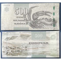 Iles Féroe Pick N°32, Billet de banque de 500 Kronur 2011