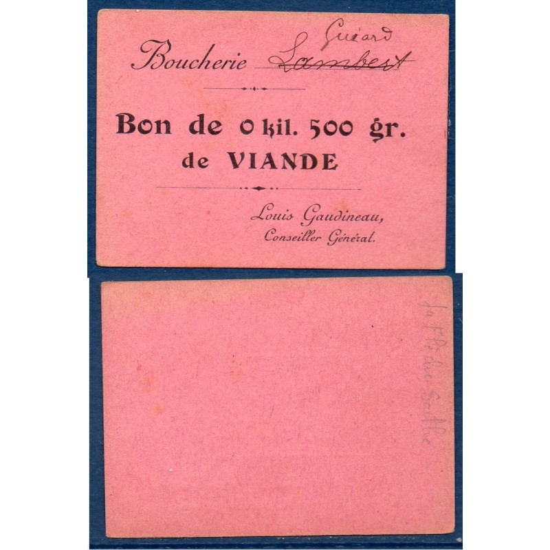 Boucherie Guiard bon de Viande 0.50 kilo Spl, non daté