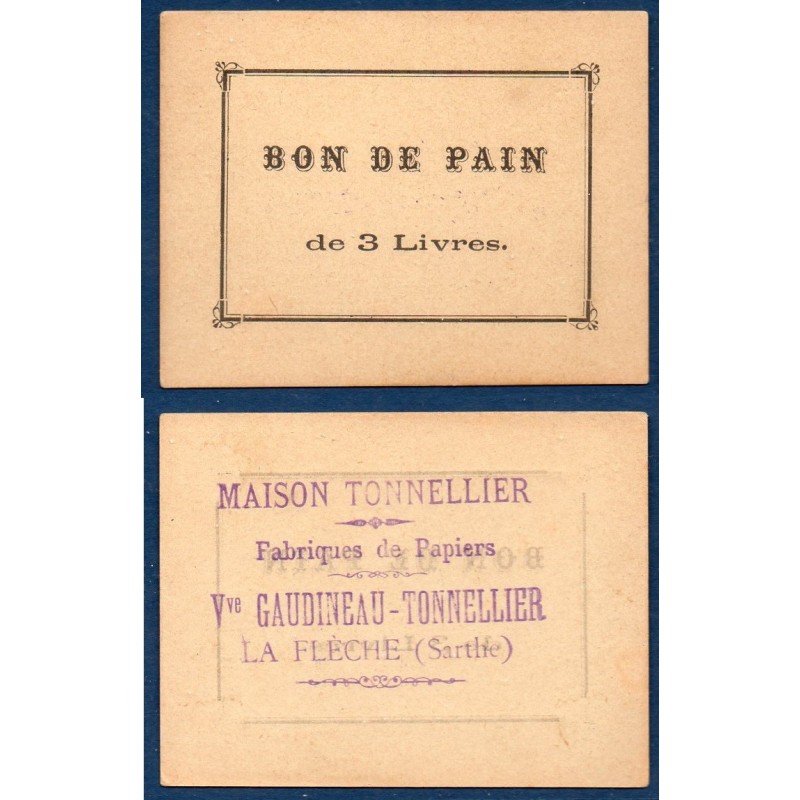 Maison Tonnelier bon 3 livres de pain Spl, non daté dans la Sarthe