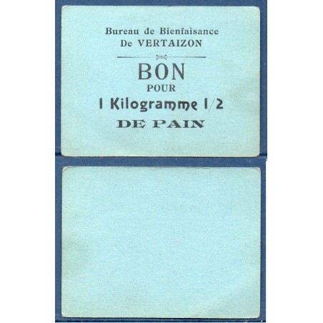 Bureau Bienfaisance Vertaizon bon 1 1/2 Kilos de pain Sup, non daté