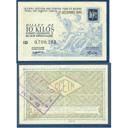 Billet de 10 Kilos d'acier Ordinaire TTB, 31 décembre 1948