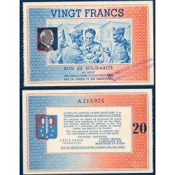 Bon de Solidarité, billet de 20 franc Petain, Neuf sans souche,  1941-1944