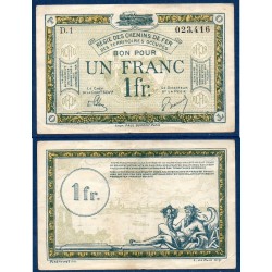 1 franc régie des chemin de fer Sup 1923 Pirot 135.5 Billet d'occupation