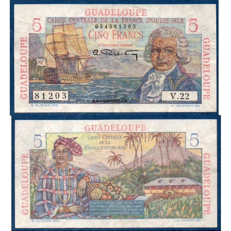 Guadeloupe Pick N°31, TTB Billet de banque de 5 francs 1947-1949
