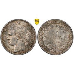 50 centimes Cérès 1894 A Paris PCGS MS65 FDC, France pièce de monnaie