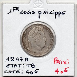 1 Franc Louis Philippe 1847 A Paris TB, France pièce de monnaie