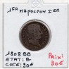 1 Franc Napoléon 1er 1808 BB Strasbourg Rouen B-, France pièce de monnaie