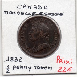Nouvelle Ecosse jeton 1/2 penny 1832 TTB, pièce de monnaie