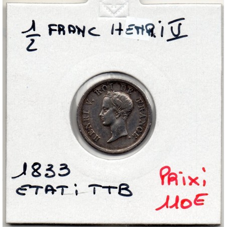 Essai de 1/2 franc Henri V 1831 TTB, France pièce de monnaie