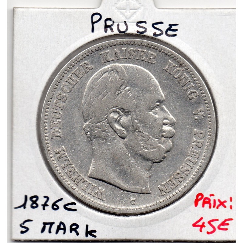 Prusse 5 mark 1876 C Cleve TB KM 523 pièce de monnaie Prusse 5 mark 1876 C Cleve TB KM 523 pièce de monnaie