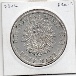 Prusse 5 mark 1876 C Cleve TB KM 523 pièce de monnaie