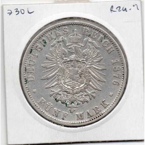 Prusse 5 mark 1876 C Cleve TB KM 523 pièce de monnaie