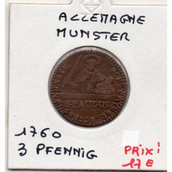 Munster 3 pfennig 1760 TTB- KM 430 pièce de monnaie