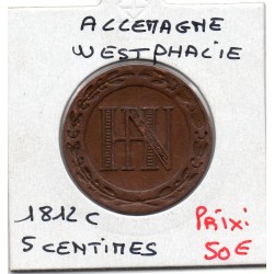 Westphalie Jérome Napoléon 5 centimes 1812 C TTB KM 94 pièce de monnaie