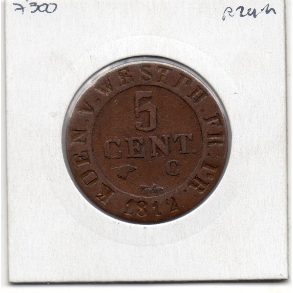 Westphalie Jérome Napoléon 5 centimes 1812 C TTB KM 94 pièce de monnaie