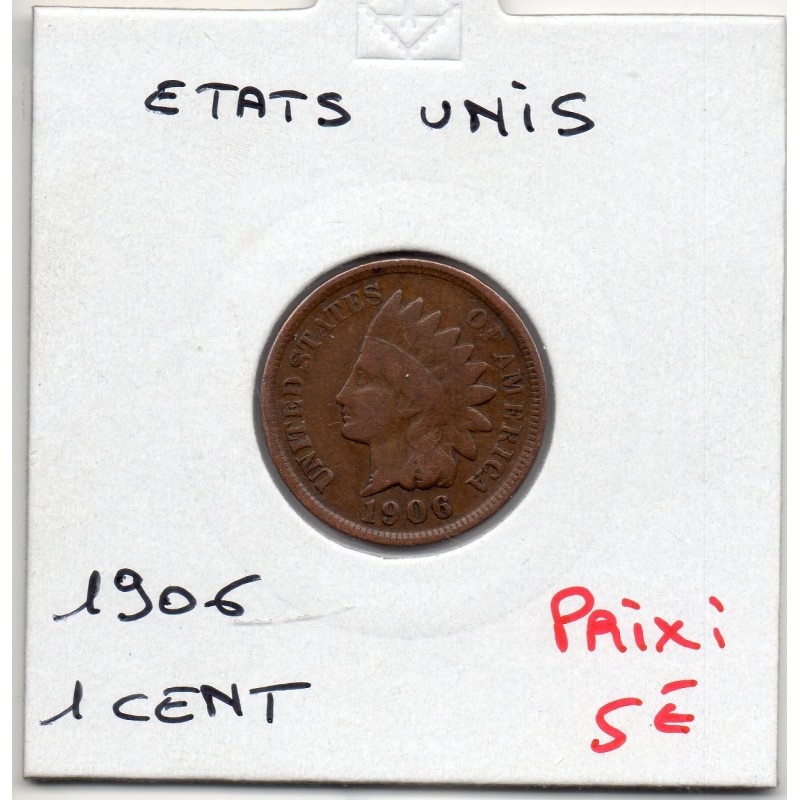 Etats Unis 1 cent 1906 TTB, KM 90a pièce de monnaie