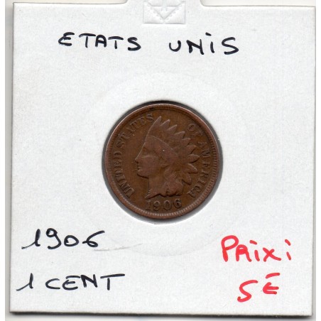 Etats Unis 1 cent 1906 TTB, KM 90a pièce de monnaie