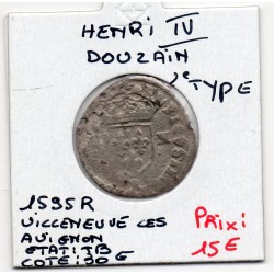Douzain au 2 H 2eme type 1595 R Villeneuve les avignons Henri IV pièce de monnaie royale
