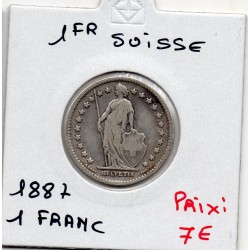 Suisse 1 franc 1887 TB, KM 24 pièce de monnaie