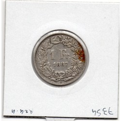 Suisse 1 franc 1887 TB, KM 24 pièce de monnaie