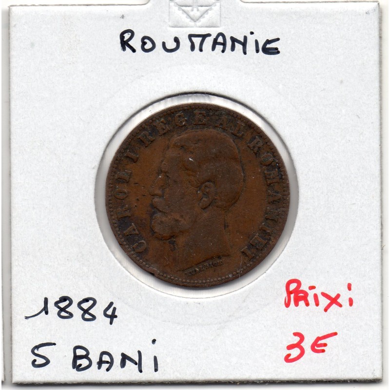 Roumanie 5 bani 1884 TB+, KM 19 pièce de monnaie