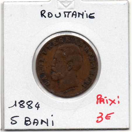 Roumanie 5 bani 1884 TB+, KM 19 pièce de monnaie