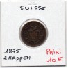 Suisse 2 rappen 1875 TTB+, KM 4.1 pièce de monnaie