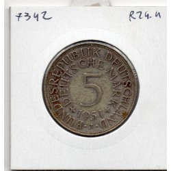 Allemagne RFA 5 deutche mark 1951 J, Sup KM 112 pièce de monnaie