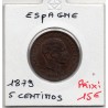 Espagne 5 centimos 1879 Sup+, KM 674 pièce de monnaie