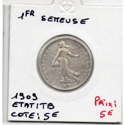 1 franc Semeuse Argent 1909 TB, France pièce de monnaie