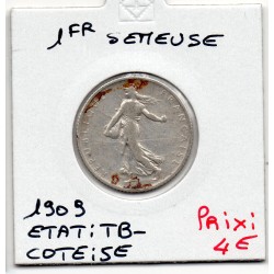 1 franc Semeuse Argent 1909 TB-, France pièce de monnaie