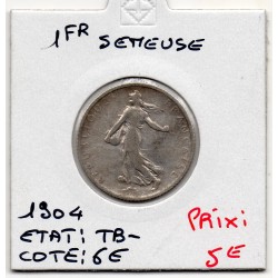 1 franc Semeuse Argent 1904 TB-, France pièce de monnaie