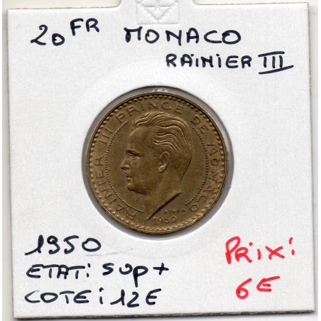 Monaco Rainier III 20 francs 1950 Sup+, Gad 140 pièce de monnaie