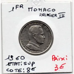 Monaco Rainier III 1 Franc 1960 Sup, Gad 150 pièce de monnaie