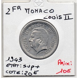 Monaco Louis II 2 francs 1943 Sup+, Gad 133 pièce de monnaie