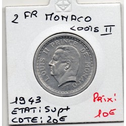 Monaco Louis II 2 francs 1943 Sup+, Gad 133 pièce de monnaie